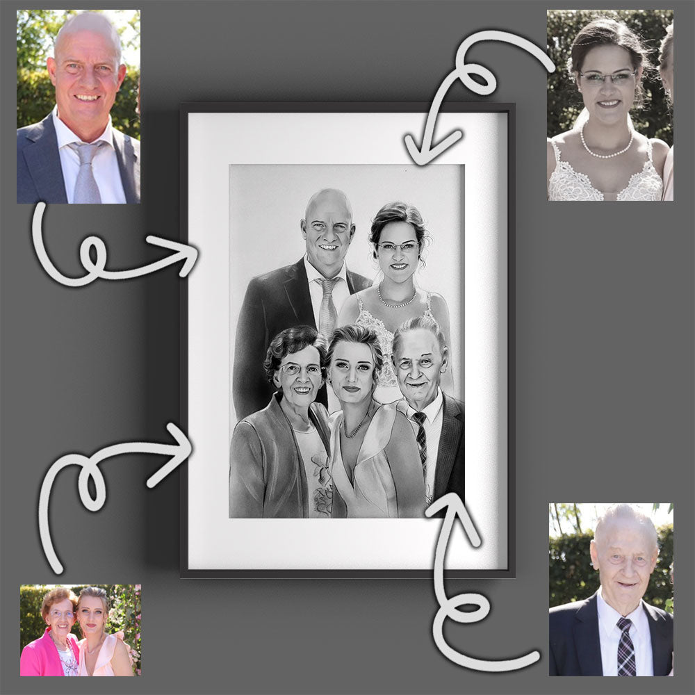 Handgezeichnetes Hochzeitsportrait als persönliches Geschenk