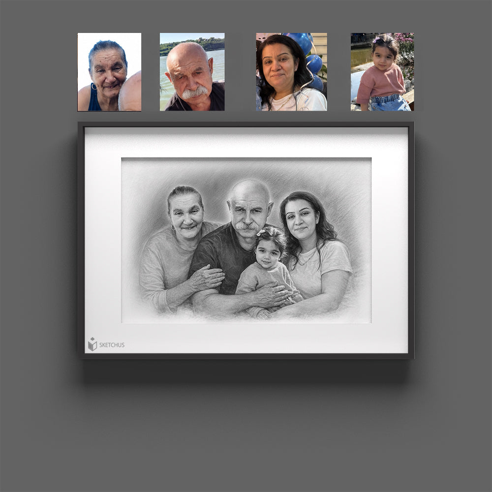 Handgezeichnete Portrait Skizze vom Foto als persönliches Poster