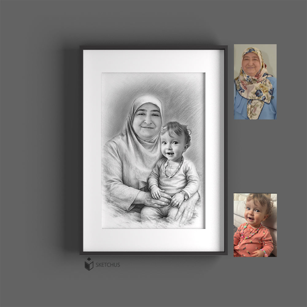Handgezeichnetes Portrait Poster im Wohnzimmer als persönliche Wanddeko