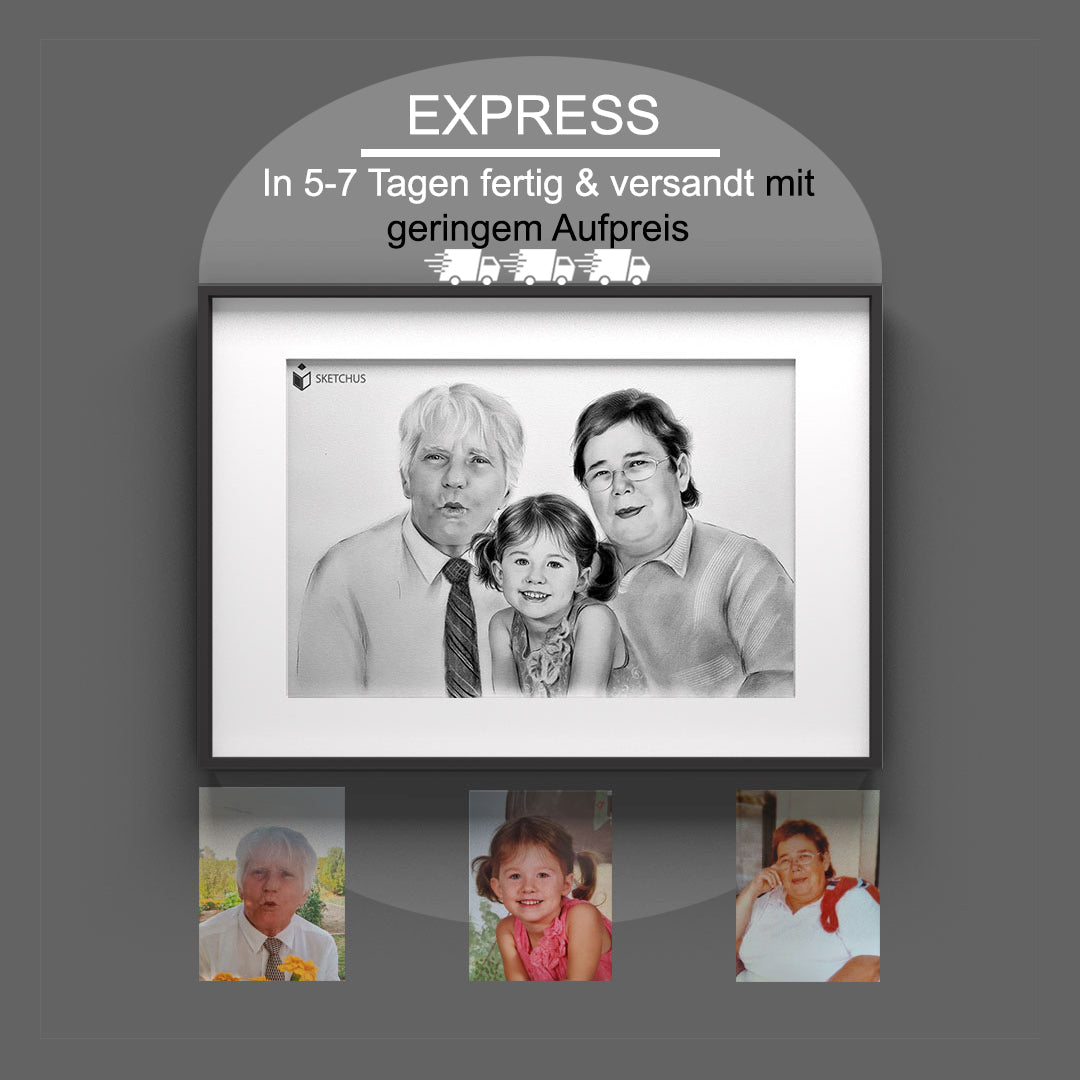 Original Portraitzeichnung vom Foto – echtes Unikat auf Papier