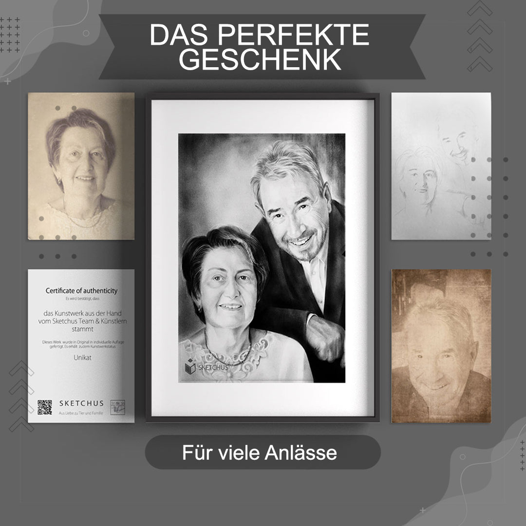 Original Portraitzeichnung vom Foto – echtes Unikat auf Papier