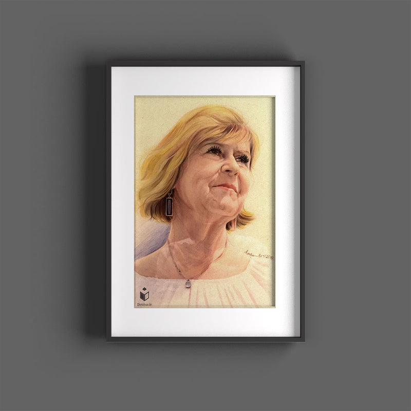 Farbiges Portrait vom Foto als Buntstiftzeichnung - echte Künstler statt KI