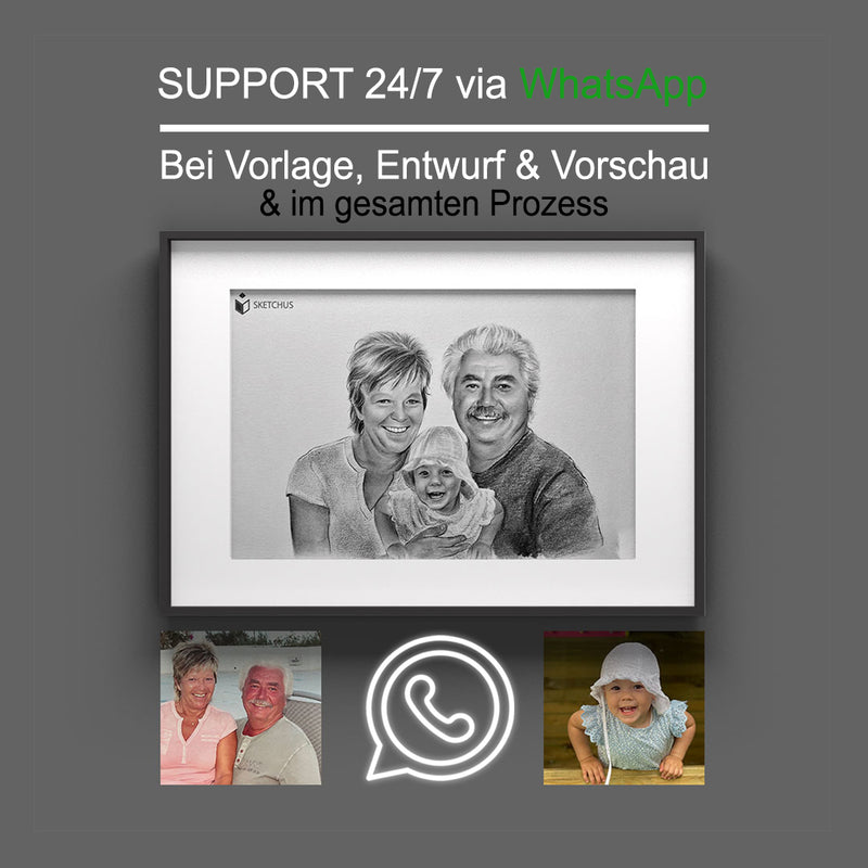Handgemaltes Portrait vom Foto seit Vorschau