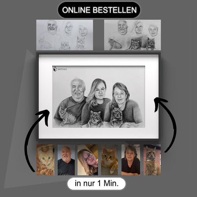 Personalisierte fotos portrait malen lassen handzeichnung als geschenk oma opa portraitzeichnung