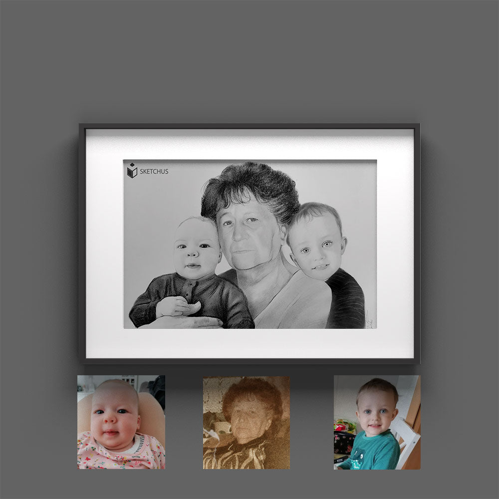 Original Portraitzeichnung vom Foto – echtes Unikat auf Papier