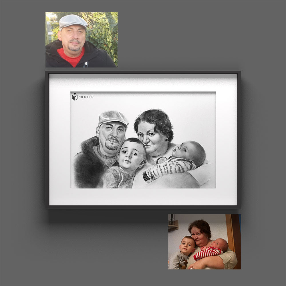 Original Portraitzeichnung vom Foto – echtes Unikat auf Papier