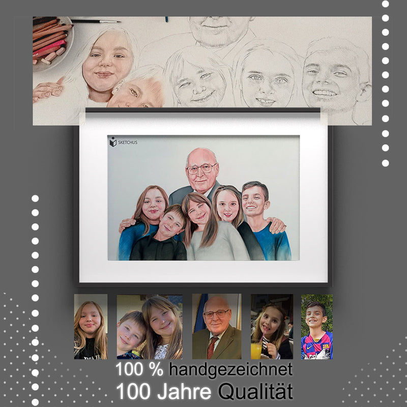 Foto als Portrait zeichnen lassen mit Kombination mehrerer Bilder