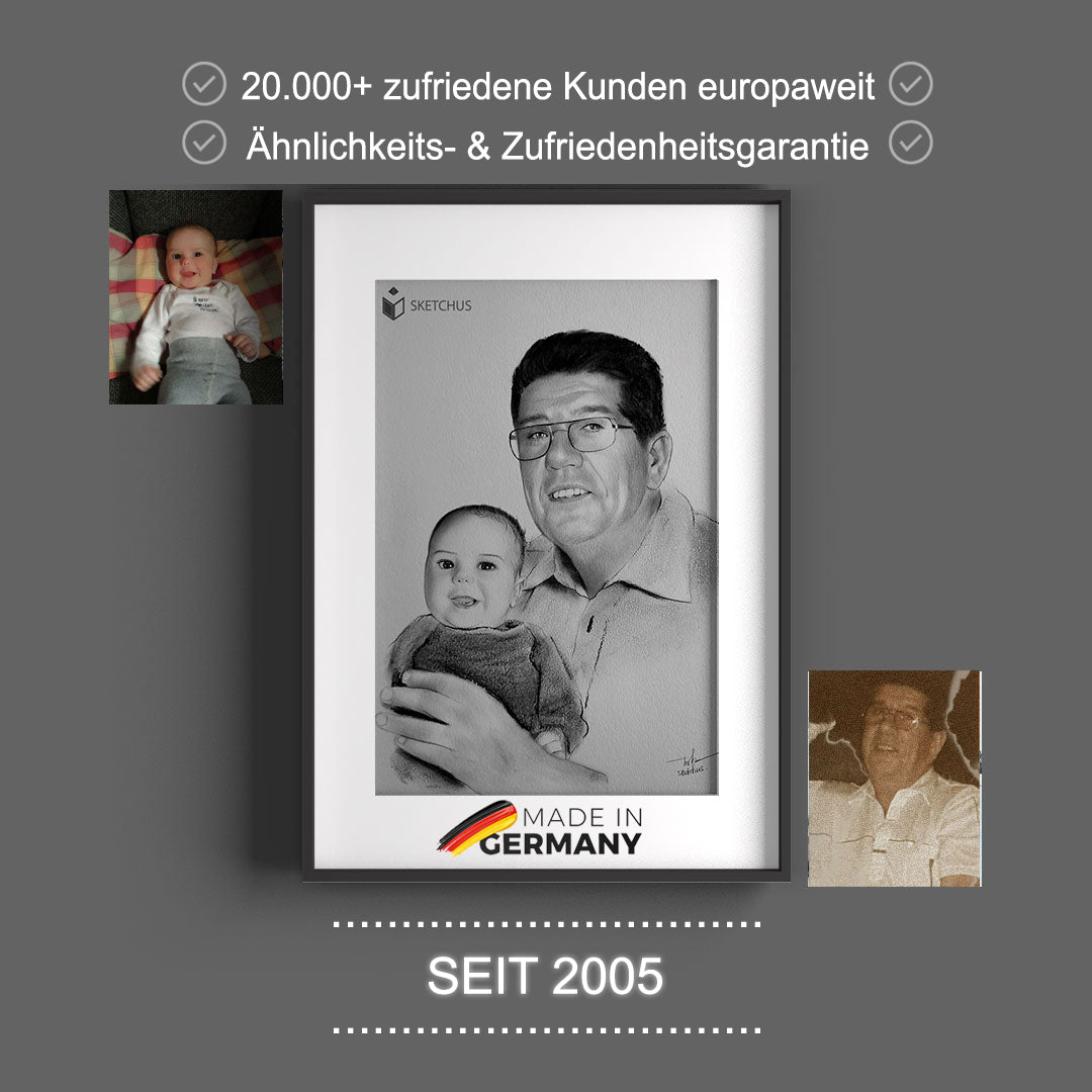 Foto als Portrait zeichnen lassen mit Kombination mehrerer Bilder