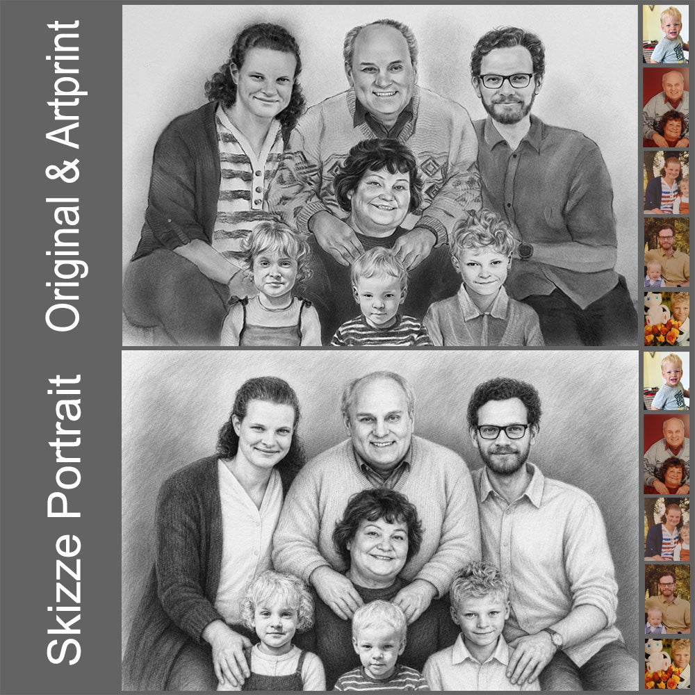Skizze Portrait vom Foto – handgezeichnet als Poster