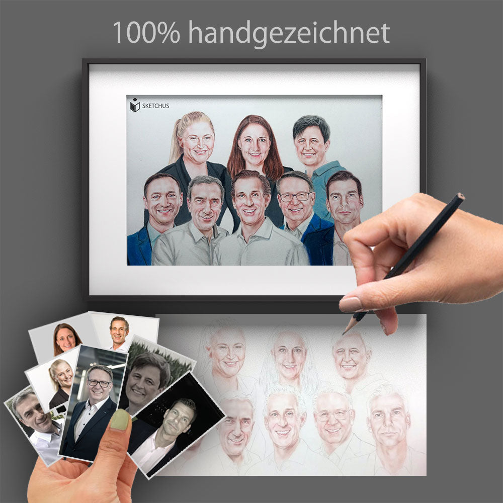 Buntstift Portrait zeichnen lassen vom Foto - handgezeichnet bei Sketchus