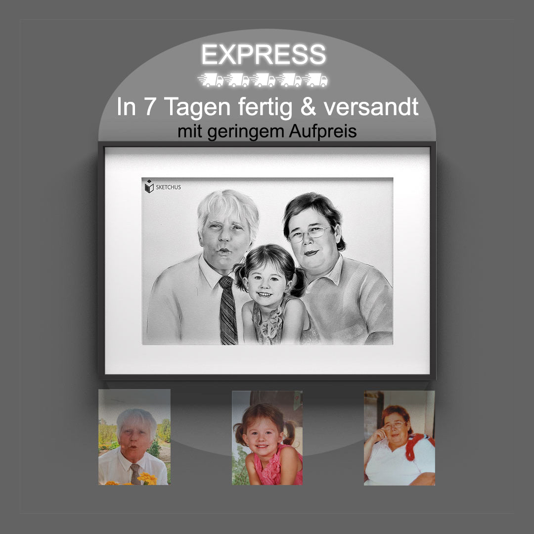 Familienportrait zeichnen lassen – persönliches Geschenk für die Familie