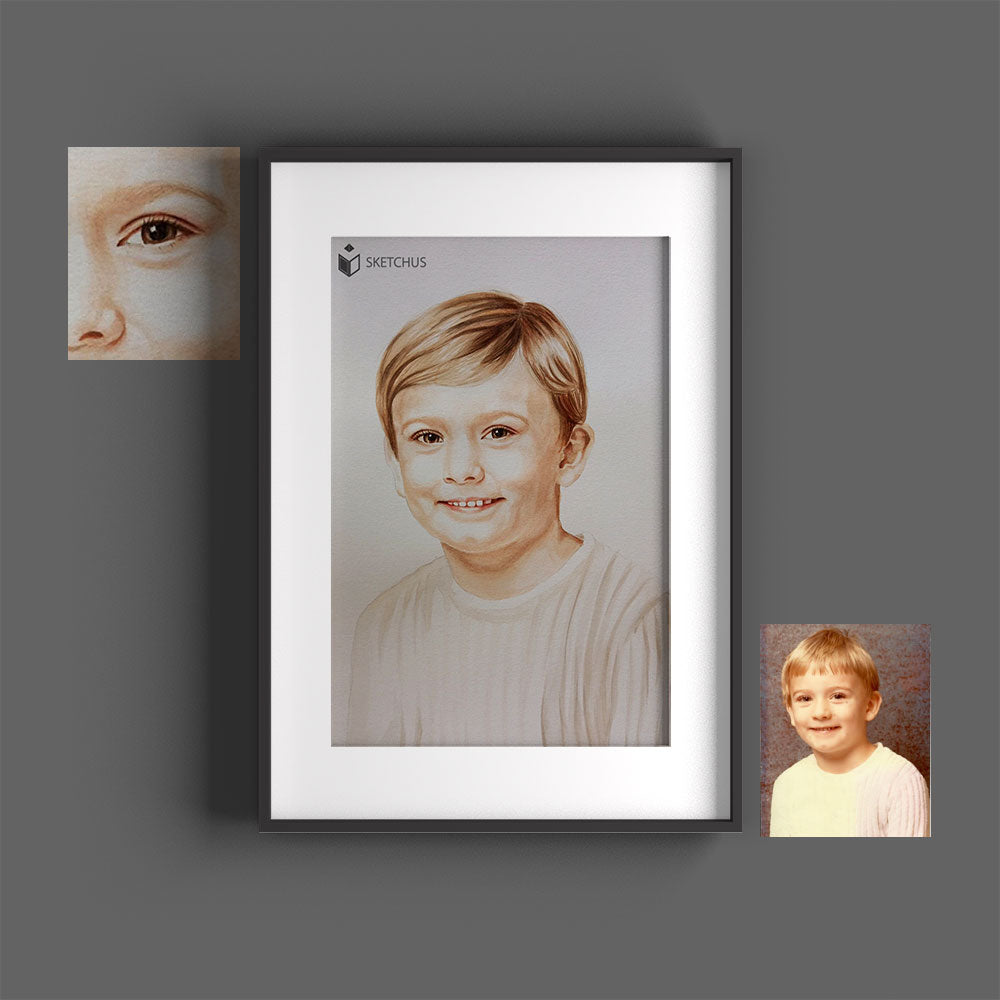 Aquarell Portrait Bild Künstler Aquarellmalerei Gesicht Abstrakt Moderne Gemälde Foto als Aquarelle Portrait malen lassen