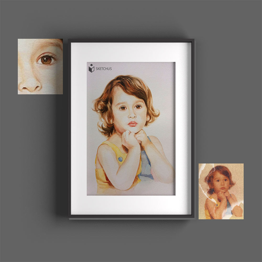 Aquarell Portrait Bild Aquarellmalerei Gesicht Abstrakt Moderne Wasserfarben Gemälde Foto als Aquarelle Zeichnung Portrait malen lassen