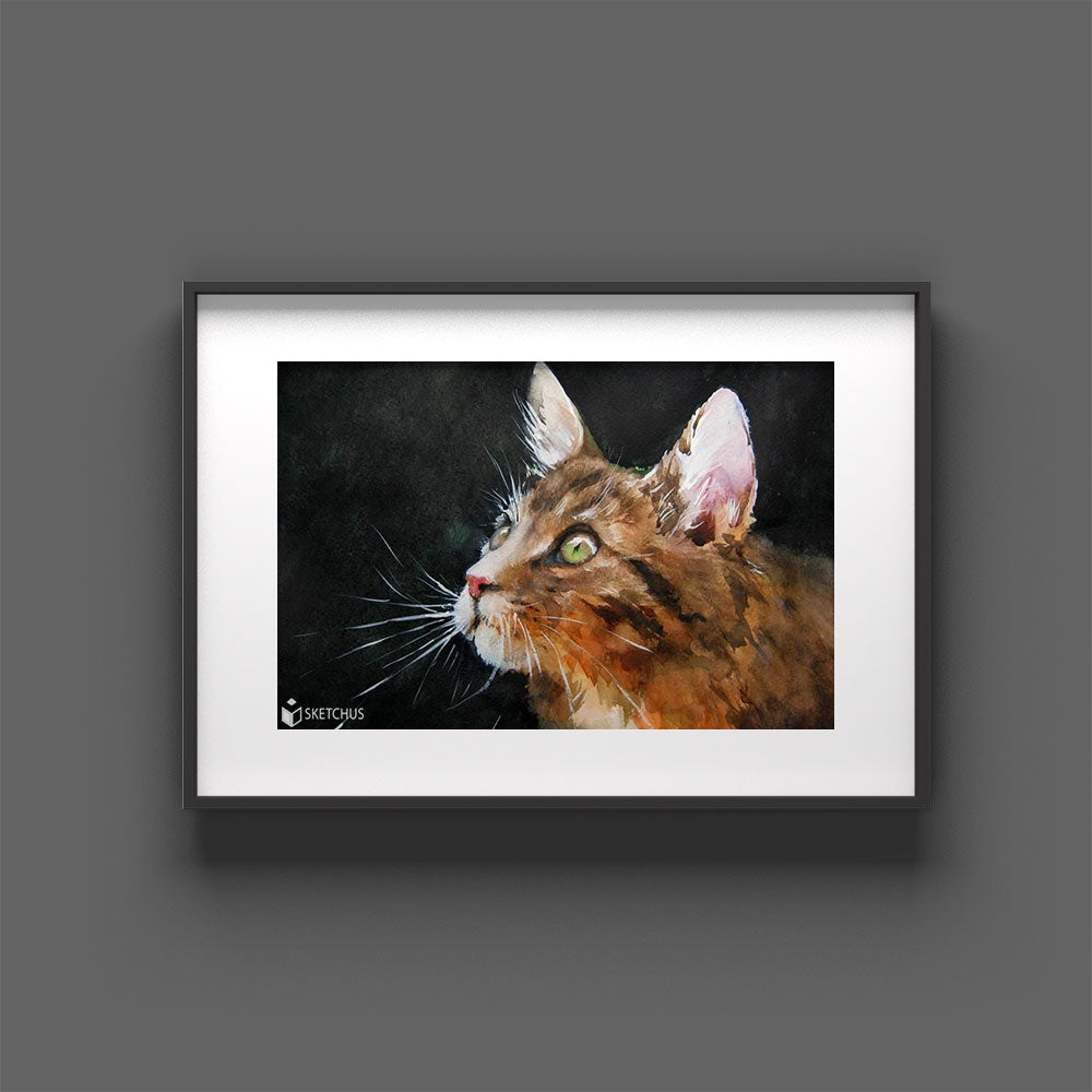 Aquarell Portrait Bild Künstler Aquarellmalerei Gesicht Abstrakt Moderne Wasserfarben Gemälde Foto als Aquarelle Zeichnung katze malen lassen