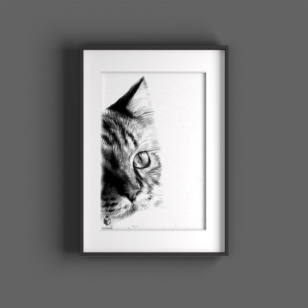 Tiere zeichnen lassen-Sketchus Katzenzeichnung   Katzengesicht Gemälde Bleistift gemalte katzenbilder Skizze Sketchus
