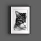 Katze zeichnen lassen-Sketchus Katzenzeichnung schwarz weiß Katzengesicht Gemälde