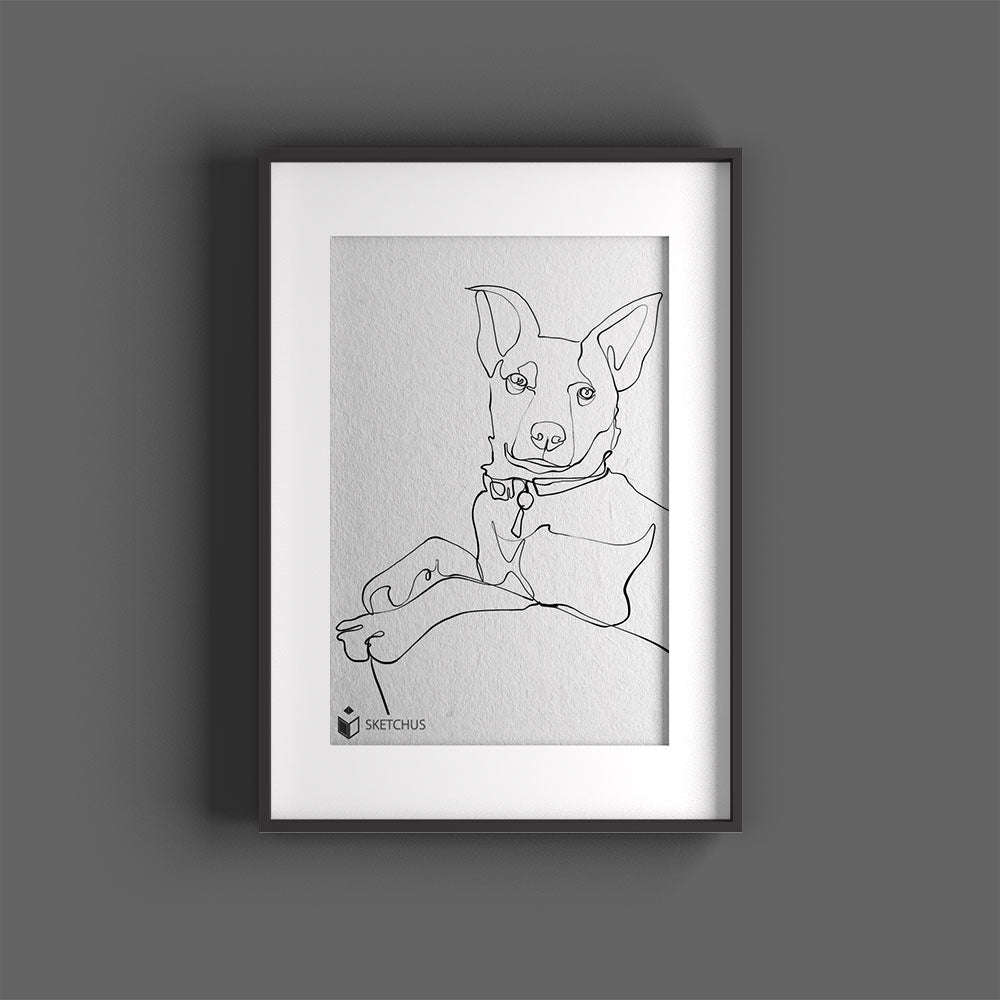 Personalisiertes Tierfoto-Poster One-Line-Art - Tierportrait in Line Art