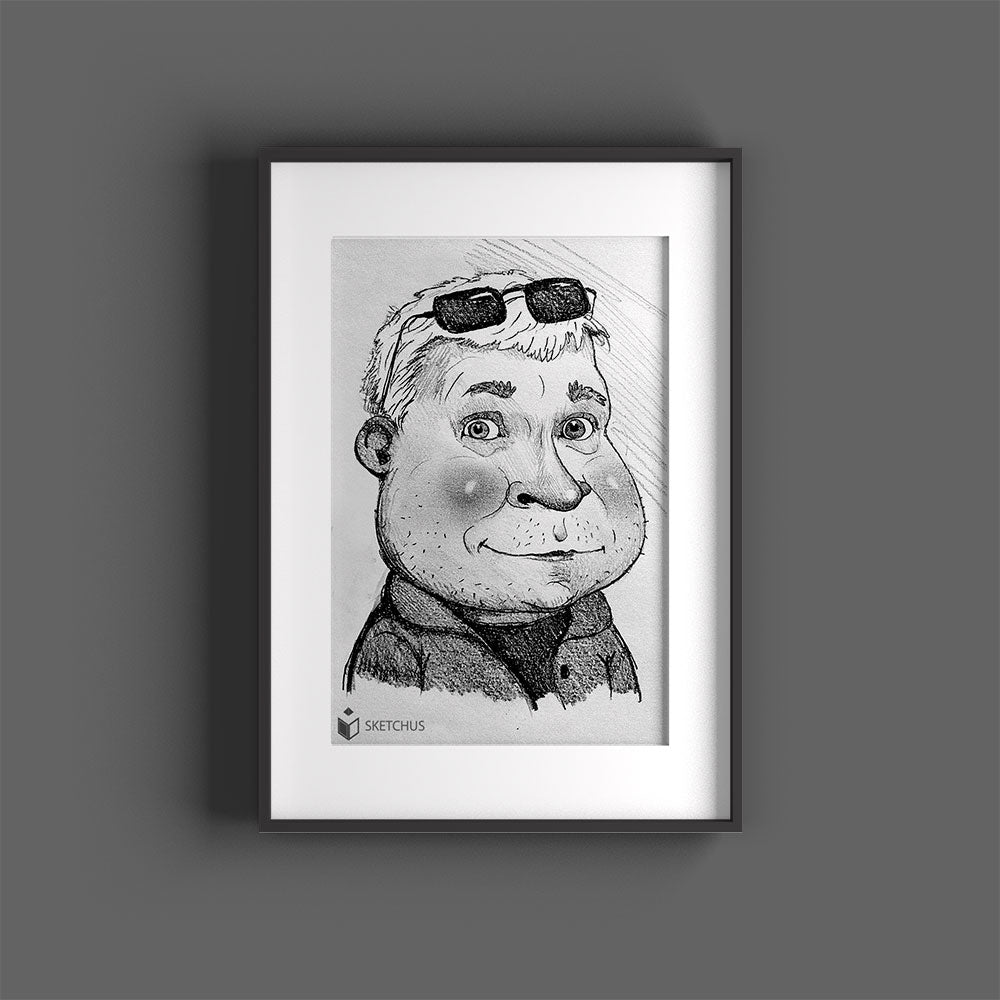 Karikatur zeichnen lassen schwarz-weiß vom Foto Bleistift Karikatur erstellen lassen Cartoon Zeichnung