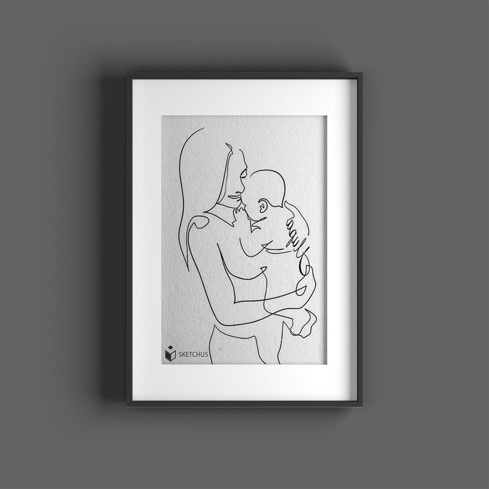 One Line Art vom Foto – Strichzeichnung für Personen, Familie & Tiere