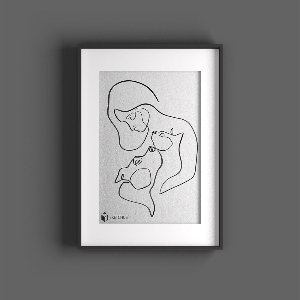 One Line Art vom Foto – Strichzeichnung für Personen, Familie & Tiere