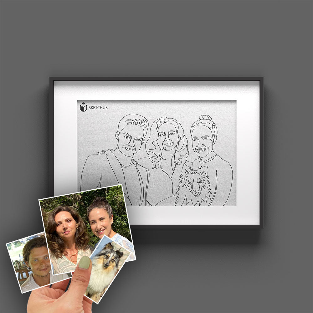 One Line Art vom Foto – Strichzeichnung für Personen, Familie & Tiere
