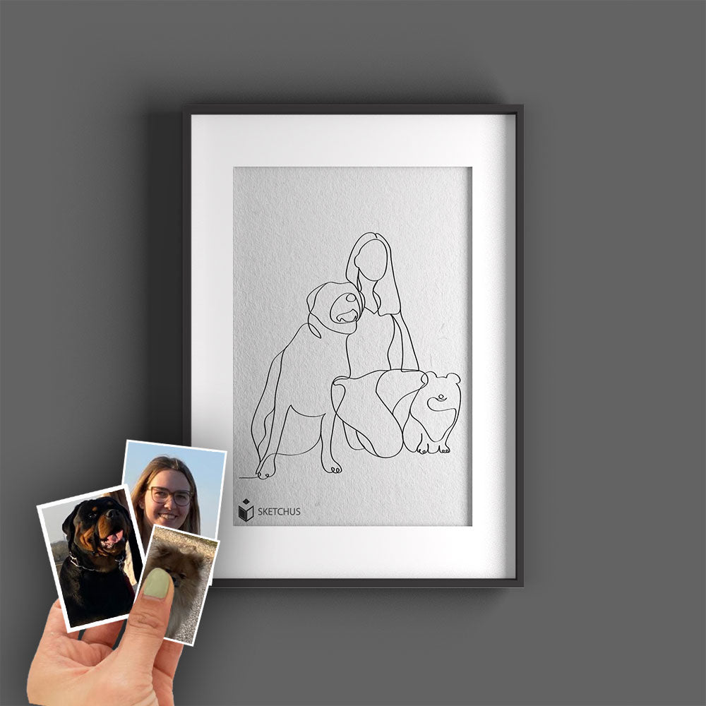 One Line Art vom Foto – Strichzeichnung für Personen, Familie & Tiere